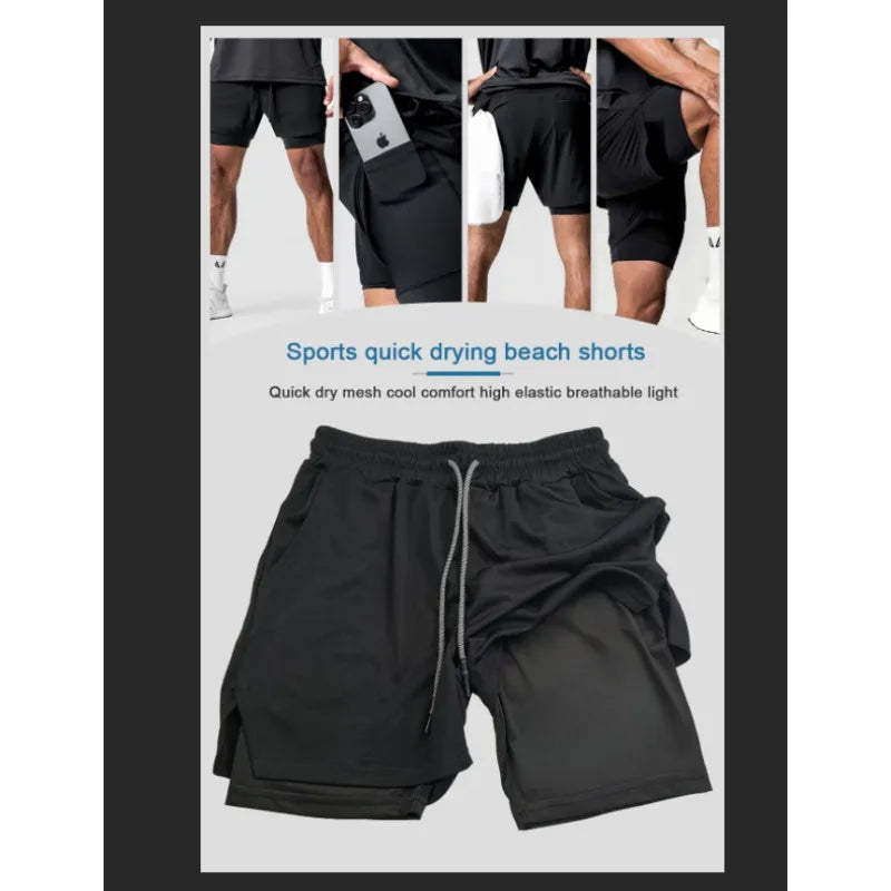 The Latest ONE PIECE Japanese Animation Peripheral Printing Double-layer Shorts Men's Sports Breathable Five-point Pants