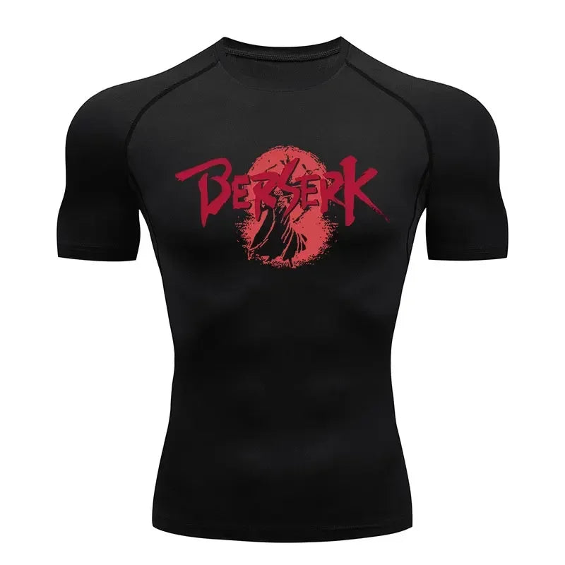 Anime Berserk Compression T-shirt Men Elastic Tight Sportswear Short-sleeved Gym Bodybuilding Quick-drying Sweatshirt Top S-3XL