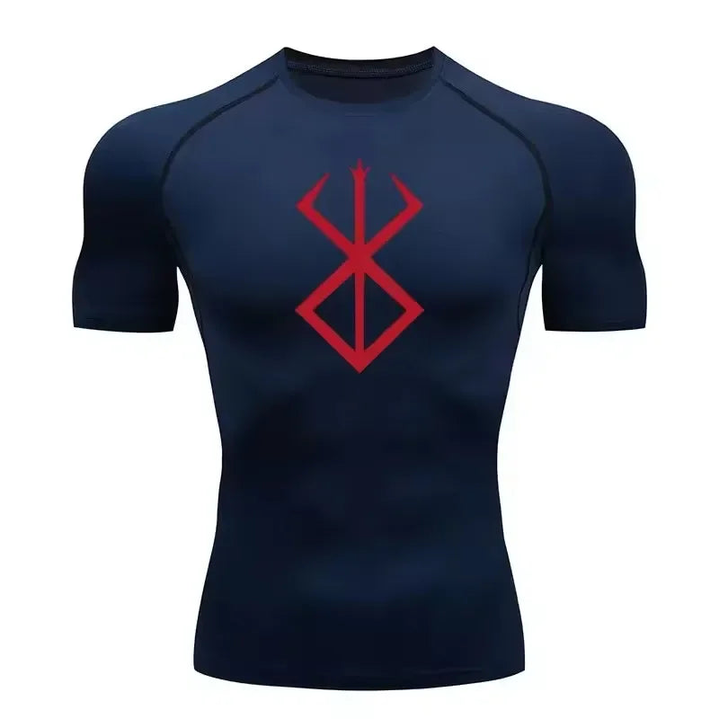 Anime Berserk Compression T-shirt Men Elastic Tight Sportswear Short-sleeved Gym Bodybuilding Quick-drying Sweatshirt Top S-3XL