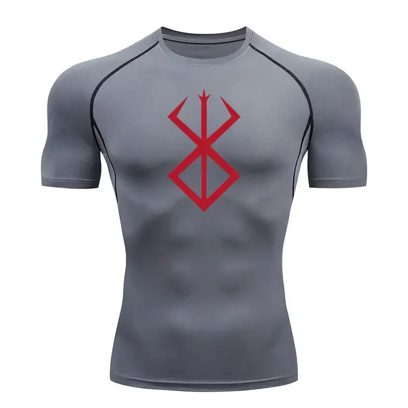 Anime Berserk Compression T-shirt Men Elastic Tight Sportswear Short-sleeved Gym Bodybuilding Quick-drying Sweatshirt Top S-3XL