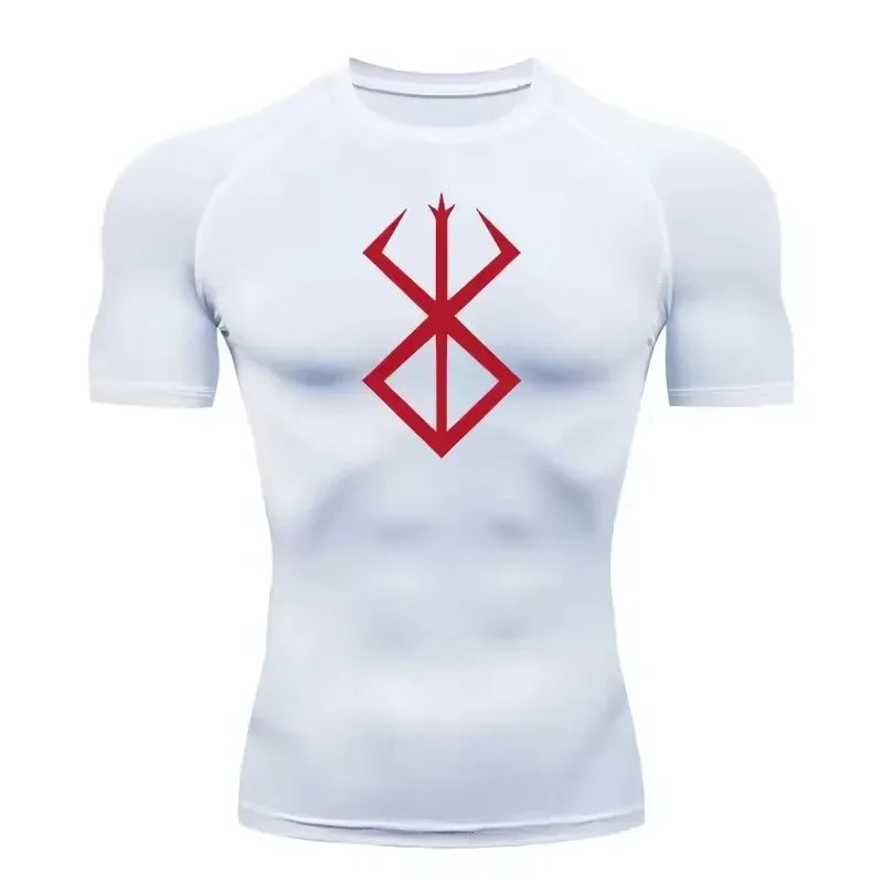 Anime Berserk Compression T-shirt Men Elastic Tight Sportswear Short-sleeved Gym Bodybuilding Quick-drying Sweatshirt Top S-3XL