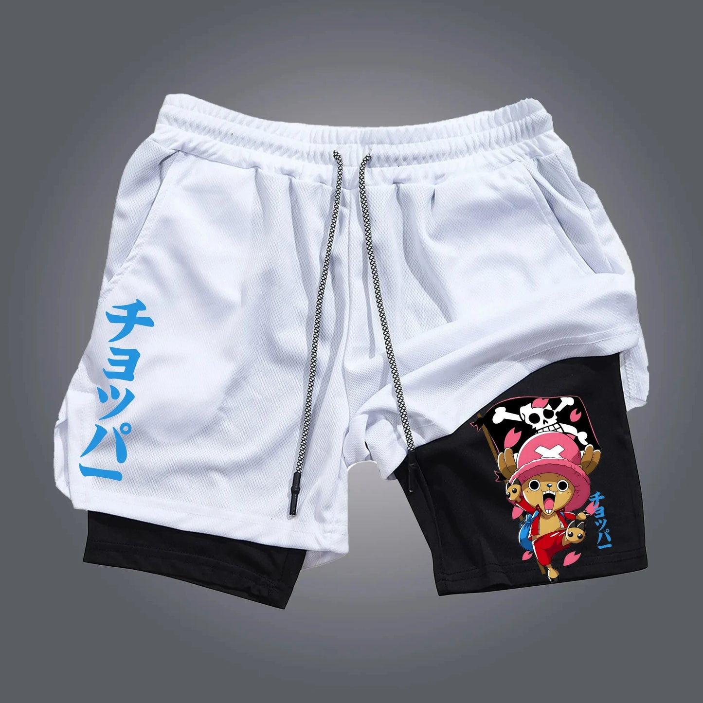 The Latest ONE PIECE Japanese Animation Peripheral Printing Double-layer Shorts Men's Sports Breathable Five-point Pants