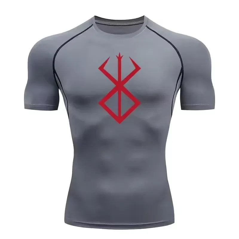 Anime Berserk Compression T-shirt Men Elastic Tight Sportswear Short-sleeved Gym Bodybuilding Quick-drying Sweatshirt Top S-3XL