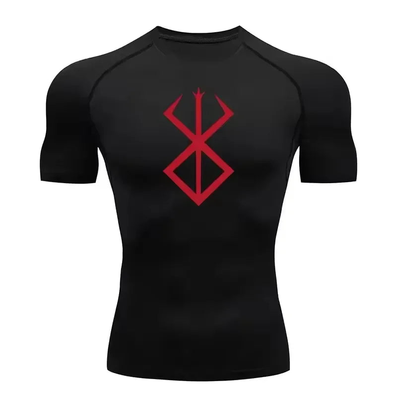 Anime Berserk Compression T-shirt Men Elastic Tight Sportswear Short-sleeved Gym Bodybuilding Quick-drying Sweatshirt Top S-3XL