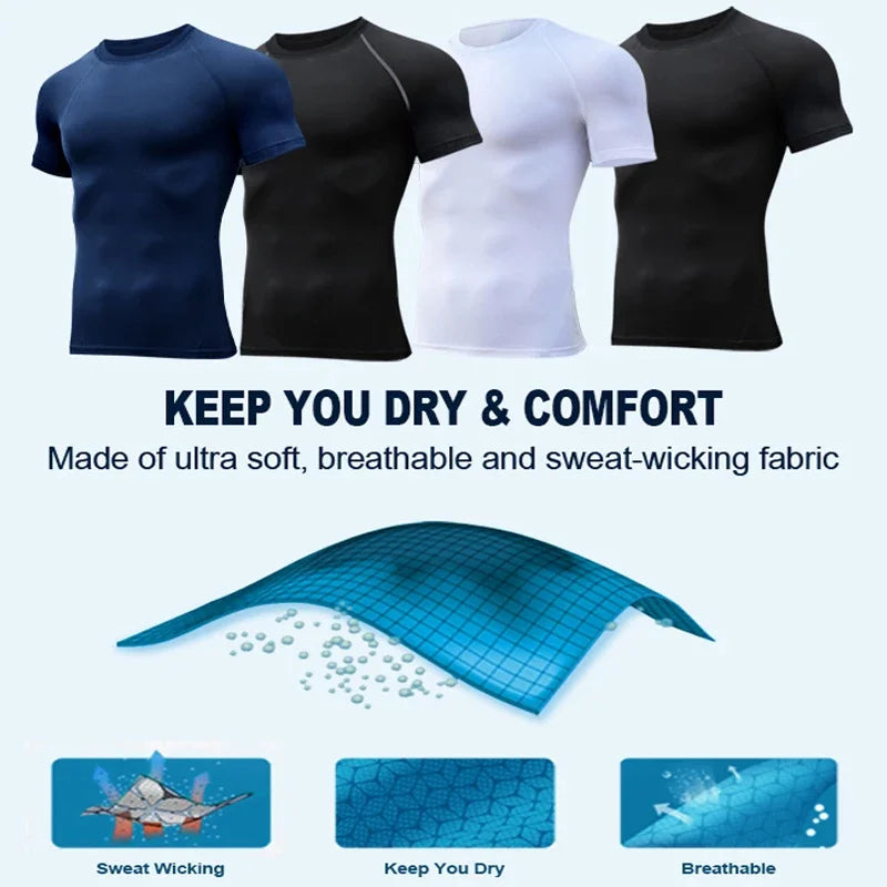 Fashionable Centipede Graphic Print Compression Shirt Men Gym Workout Sports Quick Dry T-Shirt Top Training Running Short Sleeve
