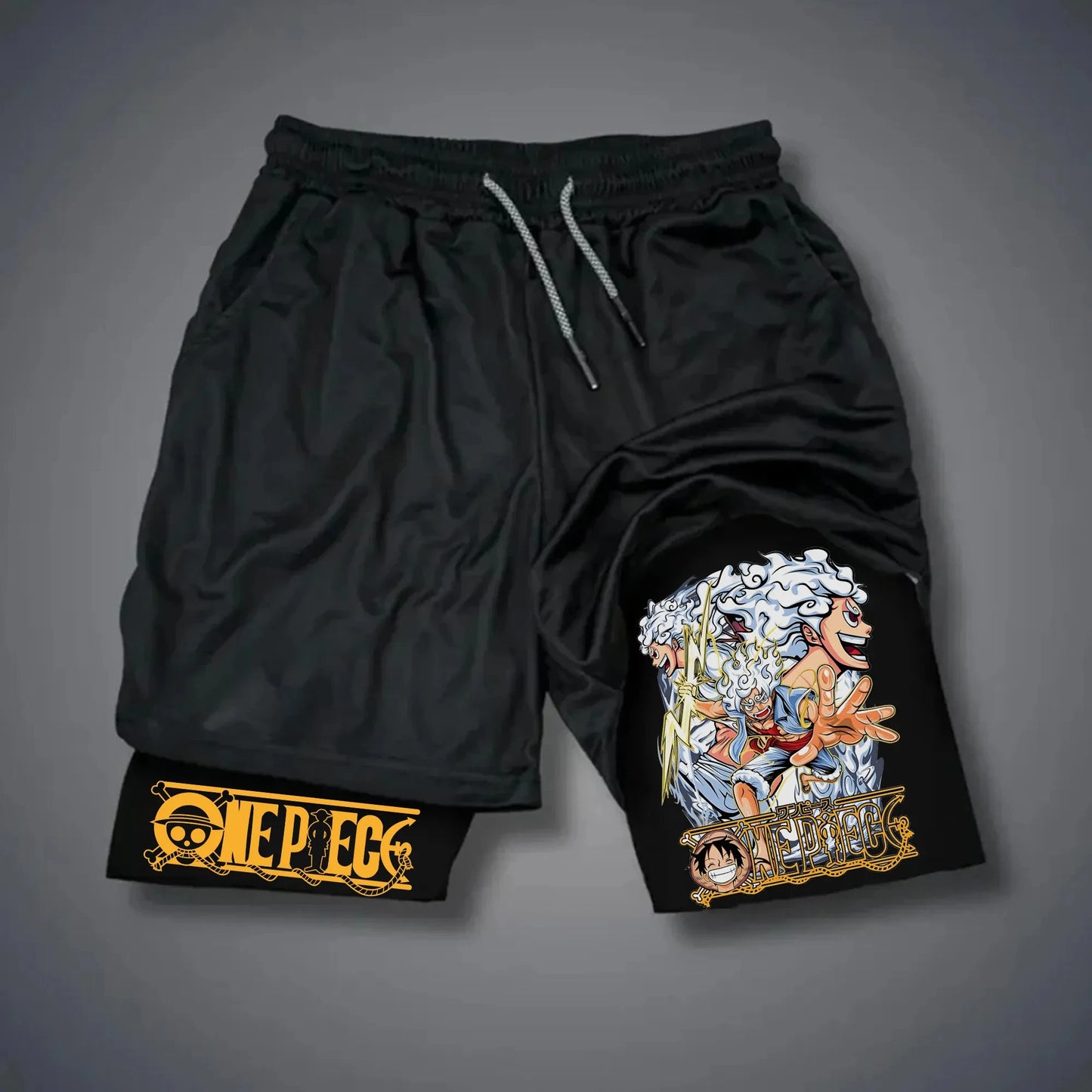 The Latest ONE PIECE Japanese Animation Peripheral Printing Double-layer Shorts Men's Sports Breathable Five-point Pants